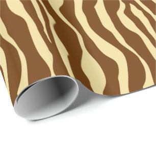 Zebrastreifen - schokoladenbraun und Kamel TAN Geschenkpapier