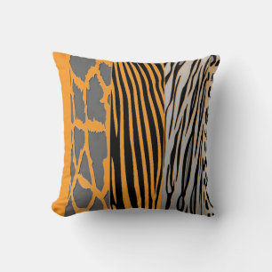 Zebrastreifen, schwarz und orange kissen