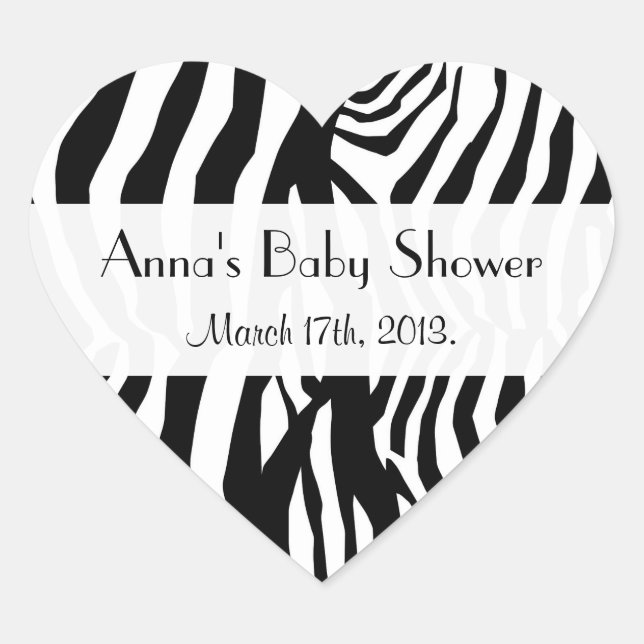 Zebrastreifen, schwarz und weiß, Babydusche Herz-Aufkleber (Vorderseite)