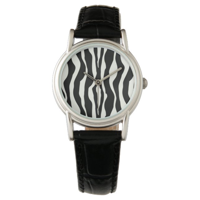Zebrastreifen - Schwarz-Weiß Armbanduhr (Vorderseite)