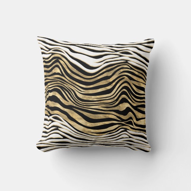 Zebrastreifen Schwarz-weißen Goldchic Kissen (Vorderseite)
