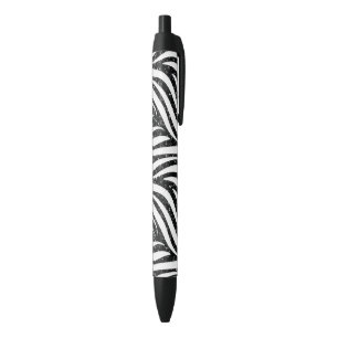 Zebrastreifen Schwarzes Glitter Wildtiermuster Kugelschreiber