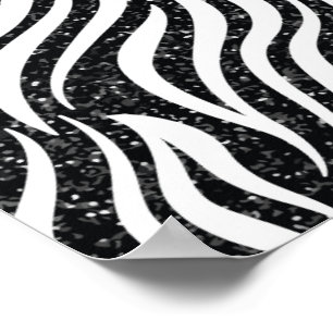 Zebrastreifen Schwarzes Glitter Wildtiermuster Poster