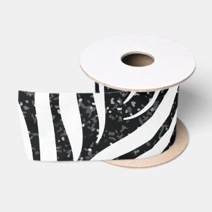 Zebrastreifen Schwarzes Glitter Wildtiermuster Satinband