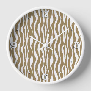 Zebrastreifen - Taupe Tan und White Wanduhr