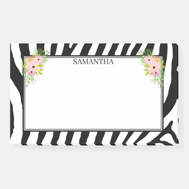 Zebrastreifen und Blume Post-it Klebezettel (Vorderseite)