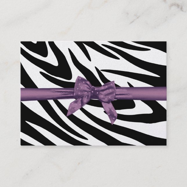 Zebrastreifen und Lila Flachbandsitzkarte Platzkarte (Vorderseite)