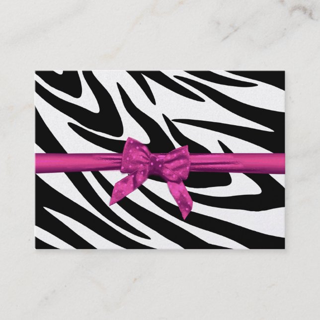Zebrastreifen und rosa Flachbandkarte Platzkarte (Vorderseite)