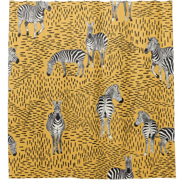 Zebrastreifen: von Hand gezeichnet nahtloser Hinte Duschvorhang (Vorderseite)