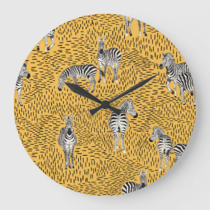 Zebrastreifen: von Hand gezeichnet nahtloser Hinte Große Wanduhr
