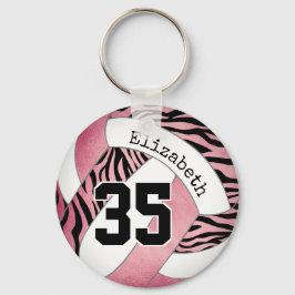 Zebrastreifen w Rose Gold personalisierte Volleyba Schlüsselanhänger