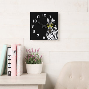 Zebrawanduhr Quadratische Wanduhr