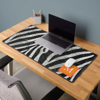 Zèbre Artistique Gris Orange & Monogramme Rose Cha