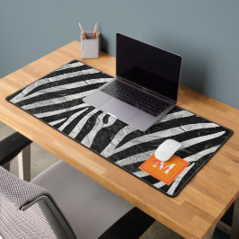 Zèbre Artistique Gris Orange & Monogramme Rose Cha