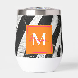 Zèbre Artistique Gris Orange & Monogramme Rose Cha