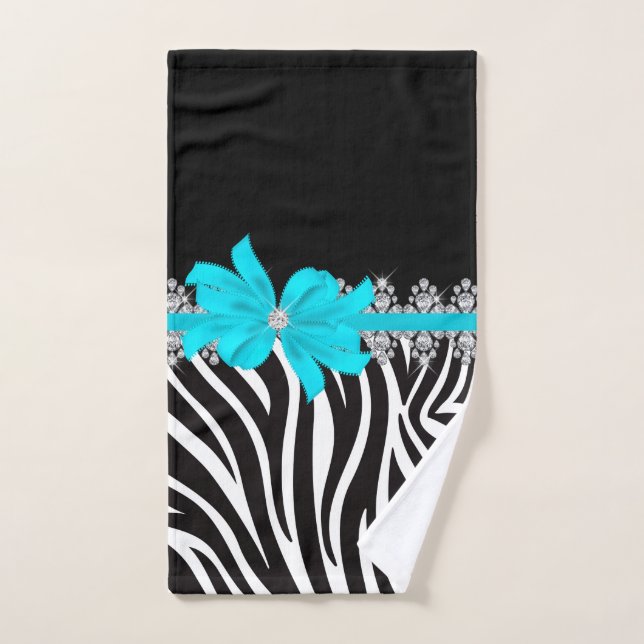 Zèbre de Delilah de diamant (Teal) (Serviette à main)