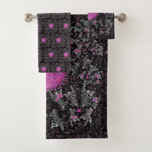 Zèbre disco moderne noir blanc et rose