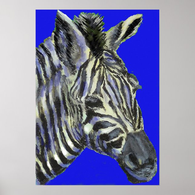 zèbre en bleu - affiche (Devant)