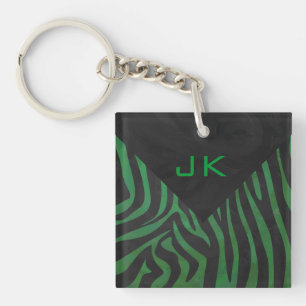 Zèbre Monogramme Imprimé Noir et Vert
