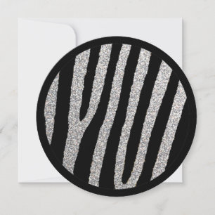 Zèbre noir argent doux invitations 16 cercles