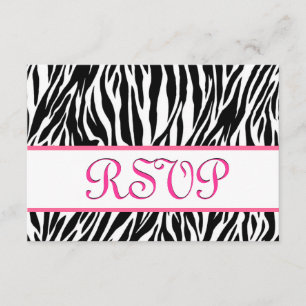 Zèbre noir blanc rose RSVP réponse personnalisée