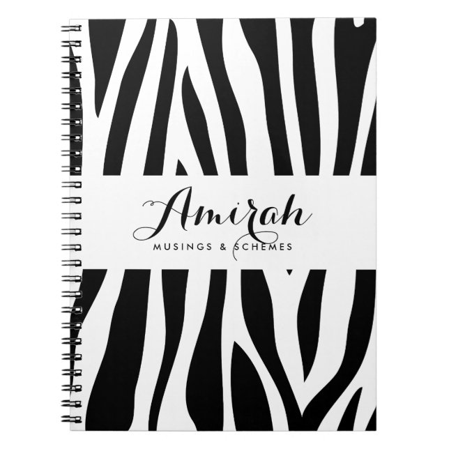 Zèbre noir et blanc Imprimer Carnet personnalisé (Devant)