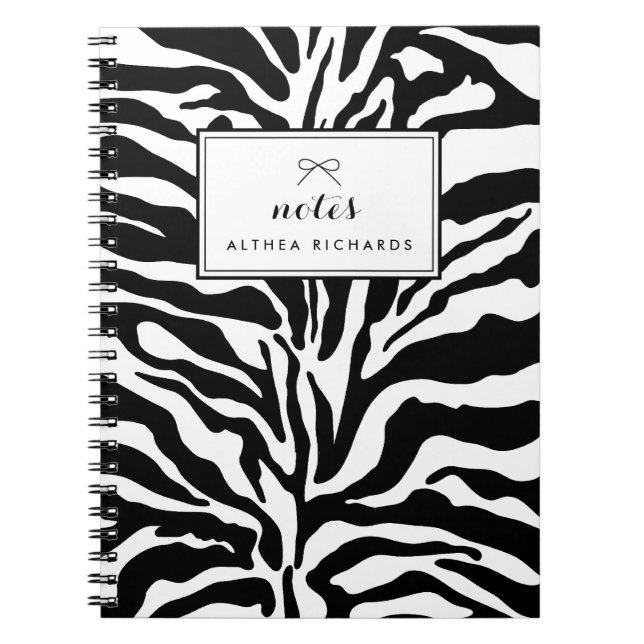 Zèbre noir et blanc Imprimer Carnet personnalisé (Devant)