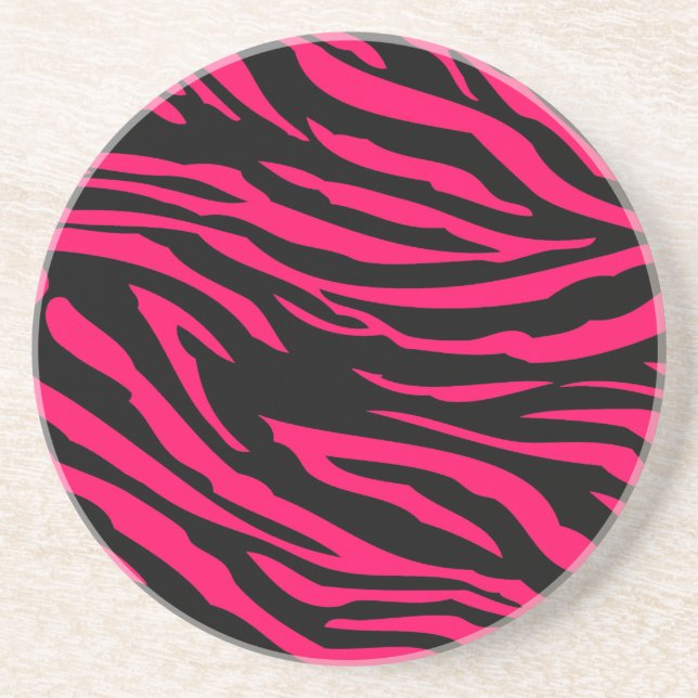 Zèbre noir rose chaud Imprimer Dessous de verre Mo (Devant)