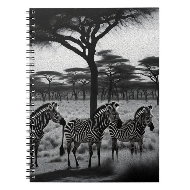Zèbres En Afrique Peinture À L'Huile, Carnet (Devant)