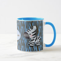 Zèbres et tasse bleus personnalisés de poster de