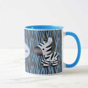 Zèbres et tasse bleus personnalisés de poster de