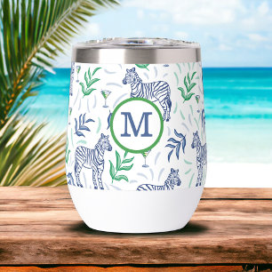 Zèbres Navy Preppy avec Monogramme Martinis 