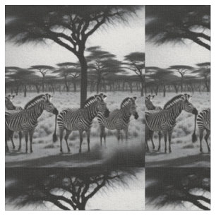 Zèbres Noirs Et Blancs En Afrique, Tissu