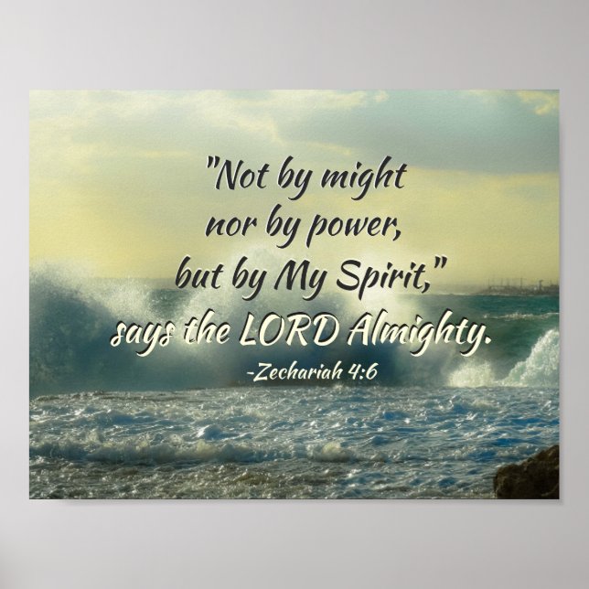Zecharia 4:6 Nicht durch Macht und nicht durch Pow Poster (Vorne)