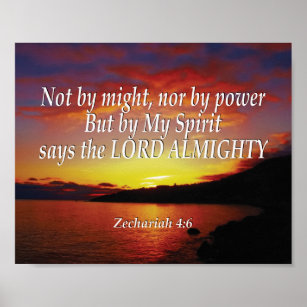 Zechariah 4:6 NICHT MÖGLICH NOCH MIT DEM POWER Chr Poster