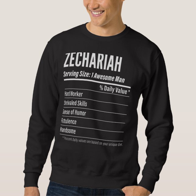 Zechariah Serving Size Nutrition Label Kalorien Sweatshirt (Vorderseite)