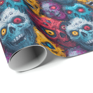 Zed Head - Neon-Zombie-Horde-Muster Geschenkpapier