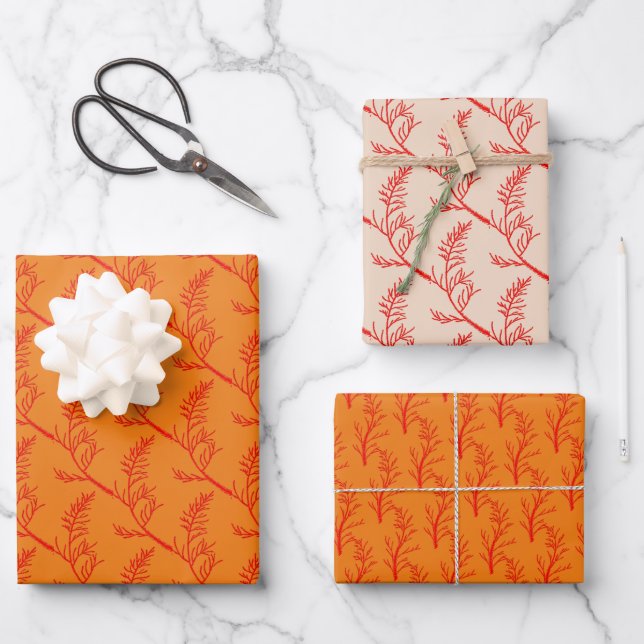 Zeder-Blätter auf einem Wrapping Paper-Set Geschenkpapier Set (Vorderseite)