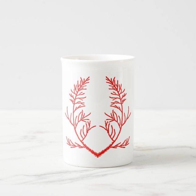 Zeder-Blätter auf einer Knochen-China-Tasse Prozellantasse (Vorderseite)
