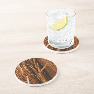 Zedern-Holzrinden-Optik mit Textur Sandstein Untersetzer