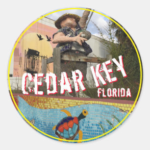 Zedern-Schlüssel, Reiseaufkleber Floridas 2018 Runder Aufkleber
