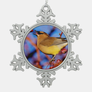 ZederWaxwing Schneeflocken Zinn-Ornament