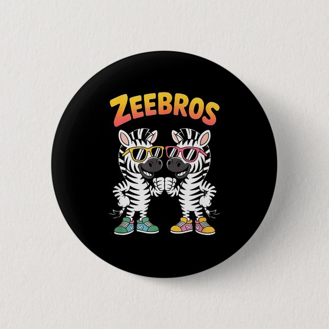 Zeebros Cute Zebra Duo Design For Zebros Lovers  Button (Vorderseite)