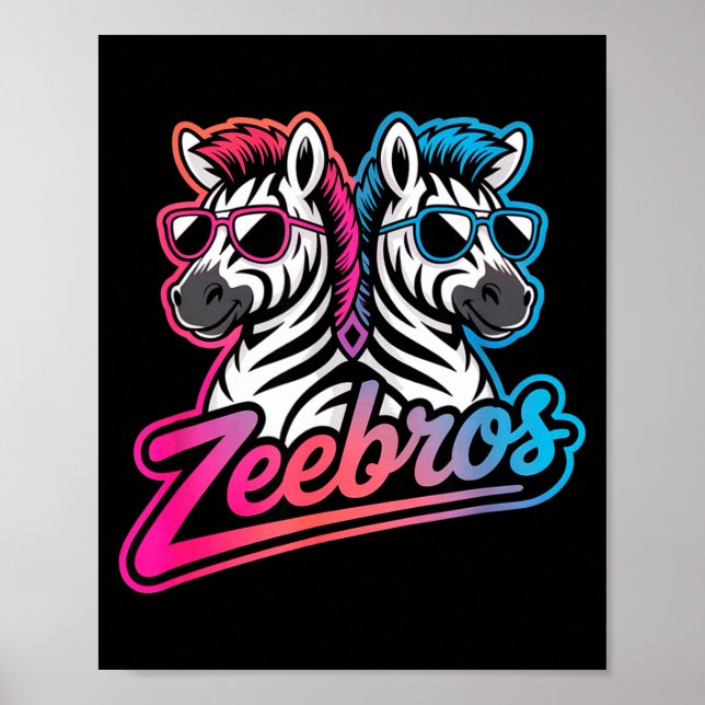 Zeebros Cute Zebra Duo Design For Zebros Lovers  Poster (Vorne)