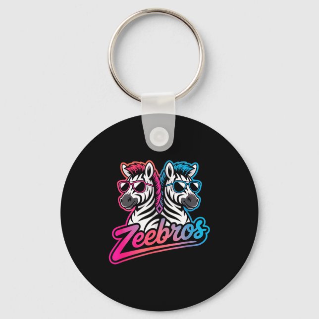 Zeebros Cute Zebra Duo Design For Zebros Lovers  Schlüsselanhänger (Vorderseite)