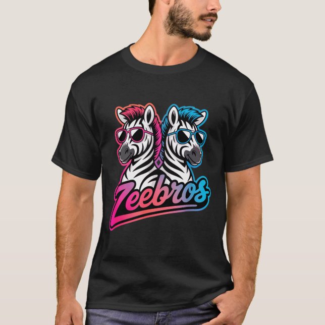 Zeebros Cute Zebra Duo Design For Zebros Lovers  T-Shirt (Vorderseite)
