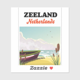 Zeeland Niederlande Strand Reiseplakat Aufkleber