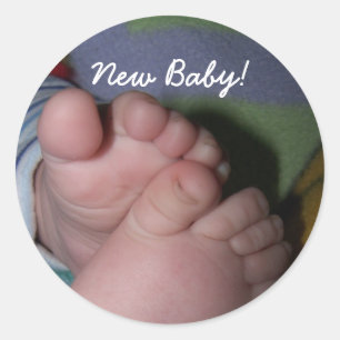Zehen, New Baby! Runder Aufkleber