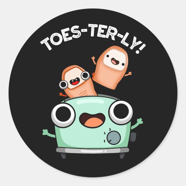 Zehenvierteljährlicher Funny Toe Pun Dark BG Runder Aufkleber (Vorderseite)