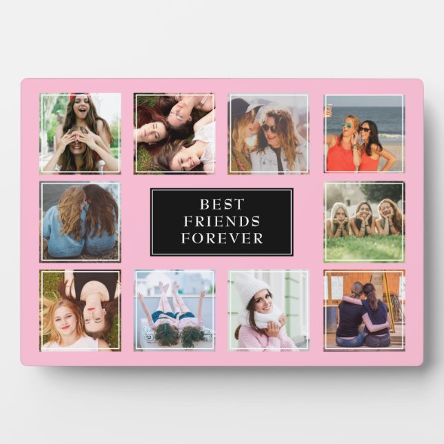 Zehn beste Freunde für immer Foto Collage pink Fotoplatte (Vorderseite)